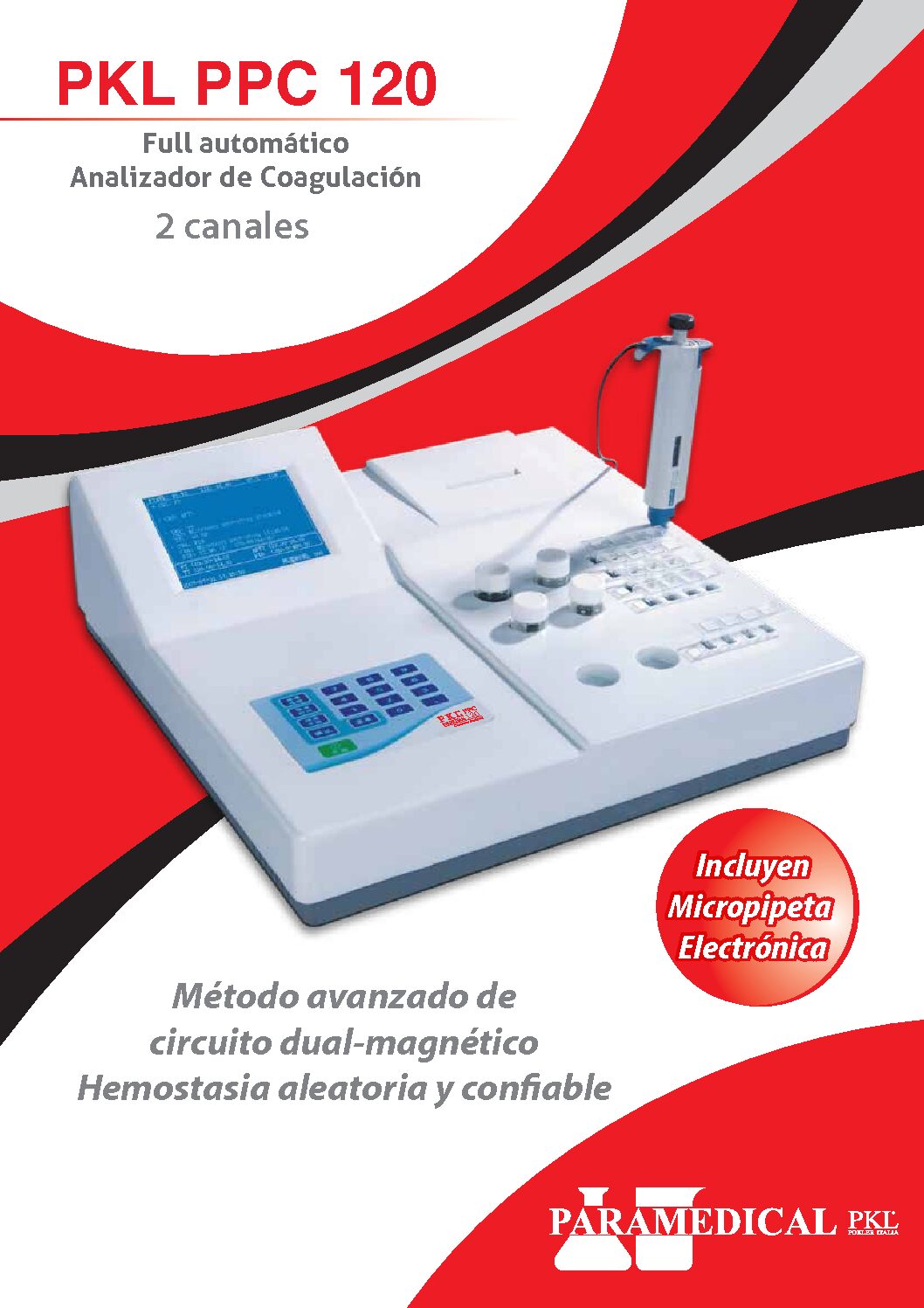 ANALIZADOR DE COAGULACION PKLPPC120 MARCA PARAMEDICAL Euromedic Sac ANALIZADOR DE COAGULACION PKLPPC120 MARCA PARAMEDICAL Euromedic Sac